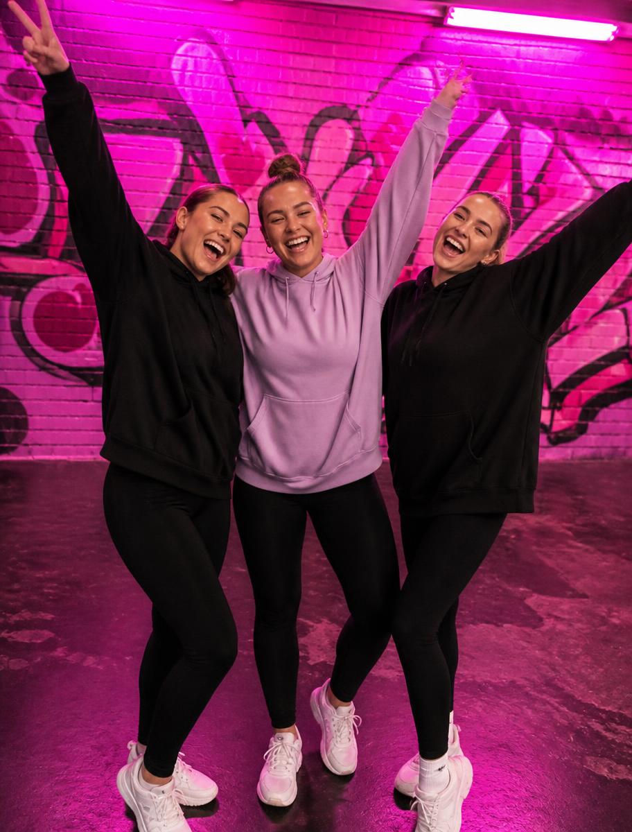 Three ARABICS® participants laughing with raised arms